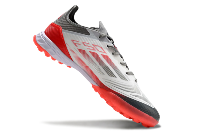 Men's Adidas F50 Pro TF Artificial Turf Low-Tops Football Shoes - White/Silver/Red