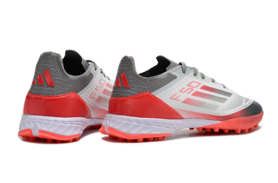 Men's Adidas F50 Pro TF Artificial Turf Low-Tops Football Shoes - White/Silver/Red
