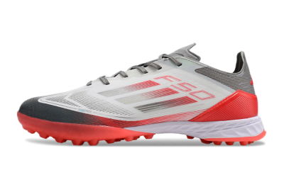 Men's Adidas F50 Pro TF Artificial Turf Low-Tops Football Shoes - White/Silver/Red
