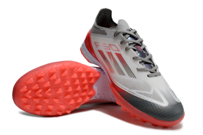 Men's Adidas F50 Pro TF Artificial Turf Low-Tops Football Shoes - White/Silver/Red