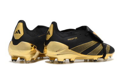 Unisex Adidas Predator 25 Elite Foldover Tongue FG Firm Ground Low-Tops Football Boots - Black/Gold