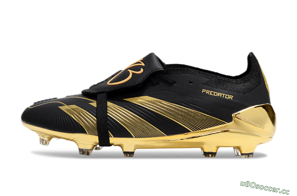 Unisex Adidas Predator 25 Elite Foldover Tongue FG Firm Ground Low-Tops Football Boots - Black/Gold 0