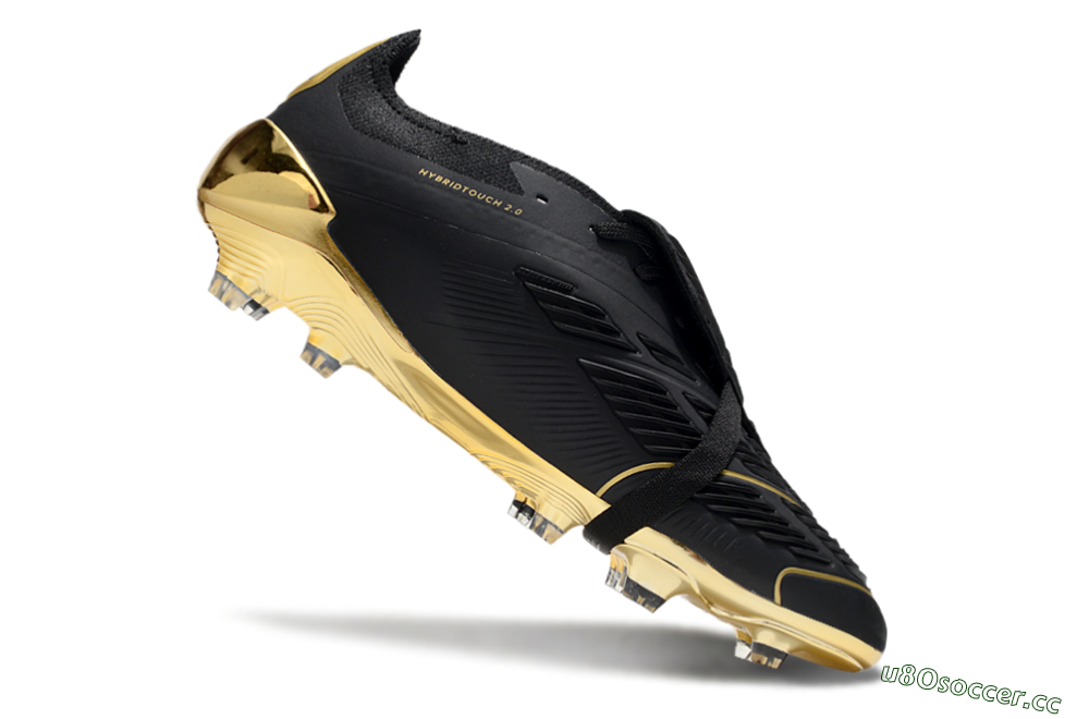 Unisex Adidas Predator 25 Elite Foldover Tongue FG Firm Ground Low-Tops Football Boots - Black/Gold 4