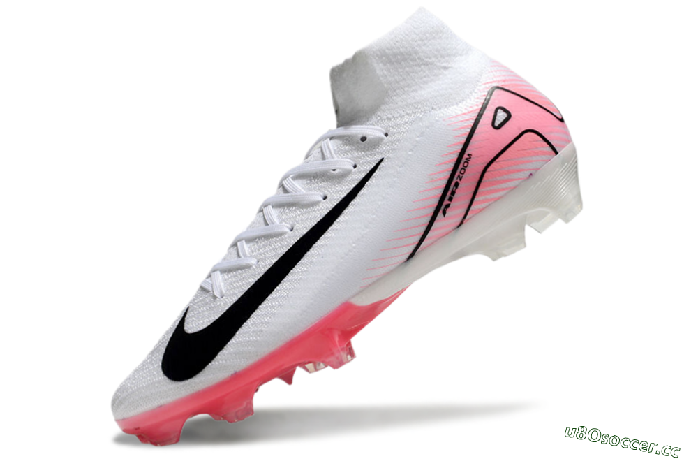 Unisex Nike Air Zoom Mercurial Superfly 10 Elite FG Firm Ground High-Tops Football Boots - White/Black/Pink 5