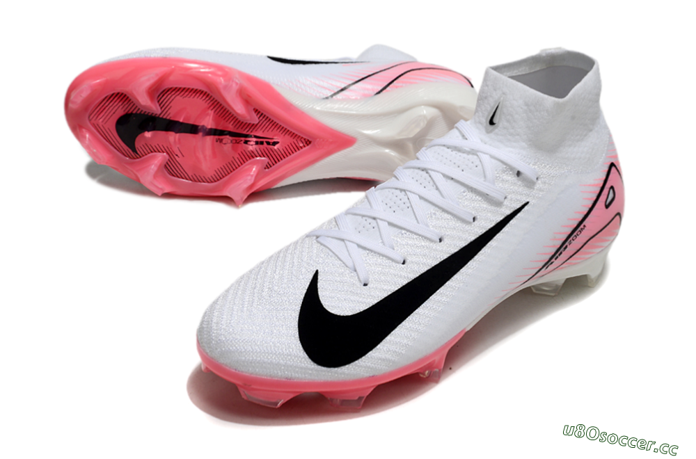 Unisex Nike Air Zoom Mercurial Superfly 10 Elite FG Firm Ground High-Tops Football Boots - White/Black/Pink 3