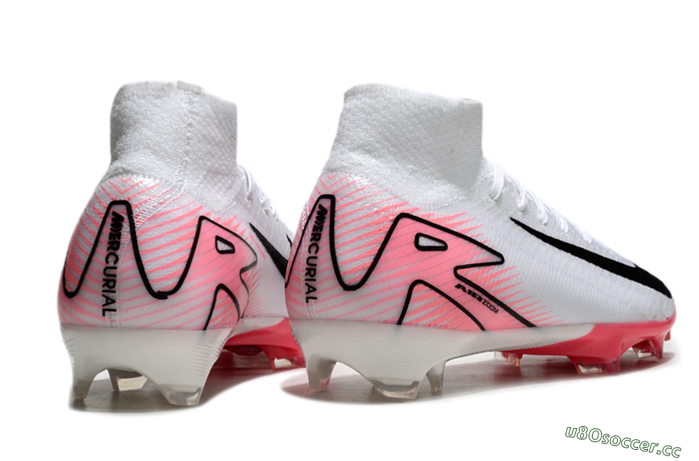 Unisex Nike Air Zoom Mercurial Superfly 10 Elite FG Firm Ground High-Tops Football Boots - White/Black/Pink 6