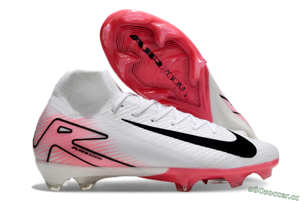 Unisex Nike Air Zoom Mercurial Superfly 10 Elite FG Firm Ground High-Tops Football Boots - White/Black/Pink 2