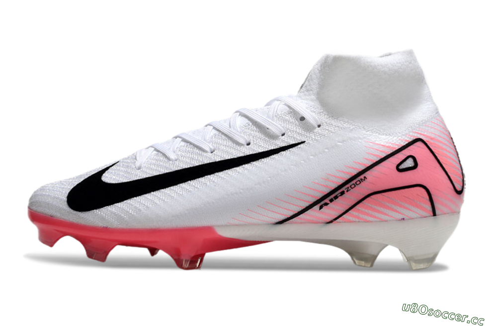Unisex Nike Air Zoom Mercurial Superfly 10 Elite FG Firm Ground High-Tops Football Boots - White/Black/Pink 0