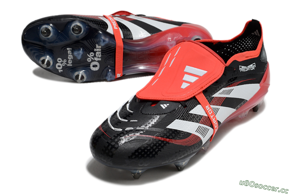 Men's Adidas Predator 25 Elite Foldover Tongue SG Soft Ground Low-Tops Football Boots - Black/White/Red 3