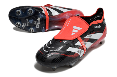 Men's Adidas Predator 25 Elite Foldover Tongue SG Soft Ground Low-Tops Football Boots - Black/White/Red