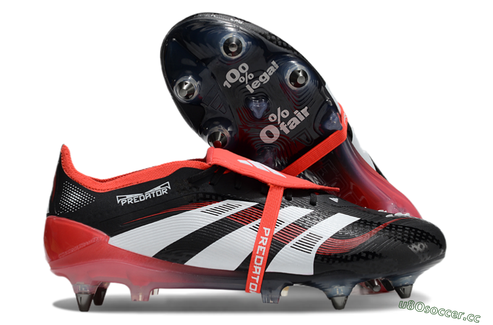 Men's Adidas Predator 25 Elite Foldover Tongue SG Soft Ground Low-Tops Football Boots - Black/White/Red 2
