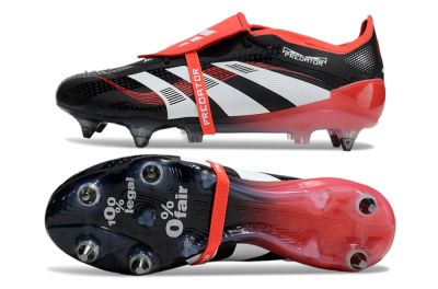 Men's Adidas Predator 25 Elite Foldover Tongue SG Soft Ground Low-Tops Football Boots - Black/White/Red