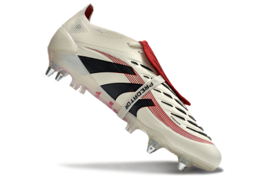 Men's Adidas Predator 25 Elite Foldover Tongue SG Soft Ground Low-Tops Football Boots - White/Black/Red