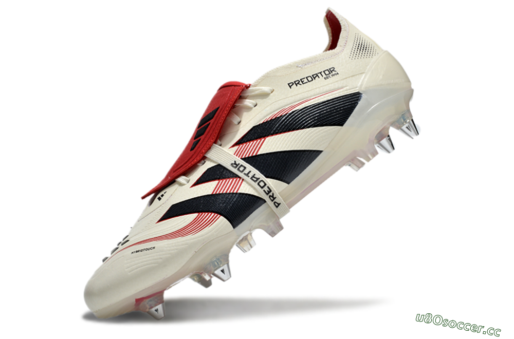 Men's Adidas Predator 25 Elite Foldover Tongue SG Soft Ground Low-Tops Football Boots - White/Black/Red 5