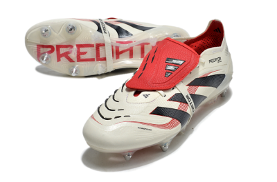 Men's Adidas Predator 25 Elite Foldover Tongue SG Soft Ground Low-Tops Football Boots - White/Black/Red
