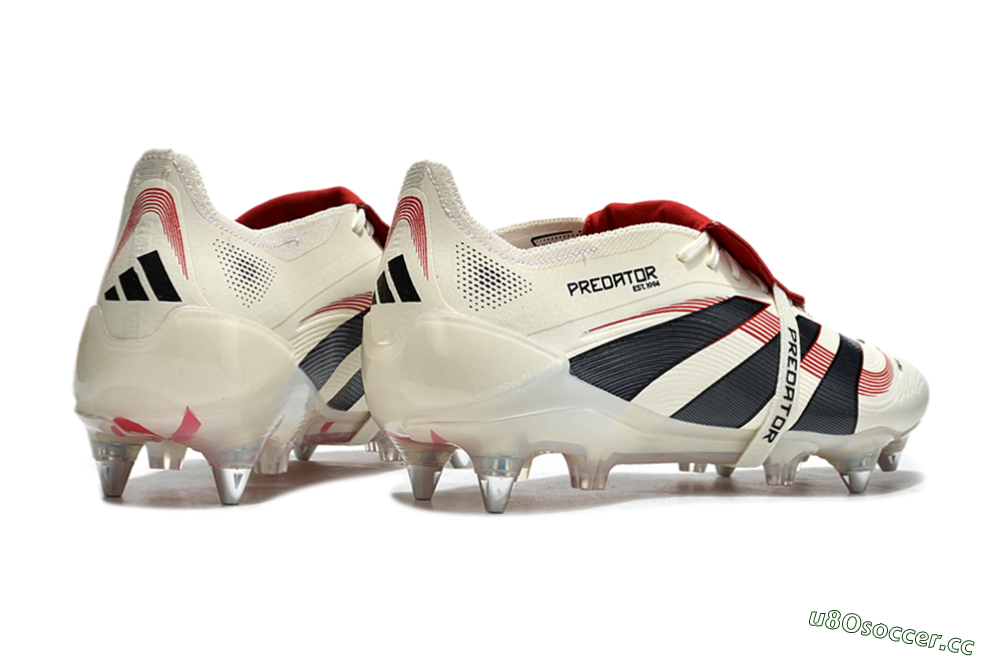 Men's Adidas Predator 25 Elite Foldover Tongue SG Soft Ground Low-Tops Football Boots - White/Black/Red 6
