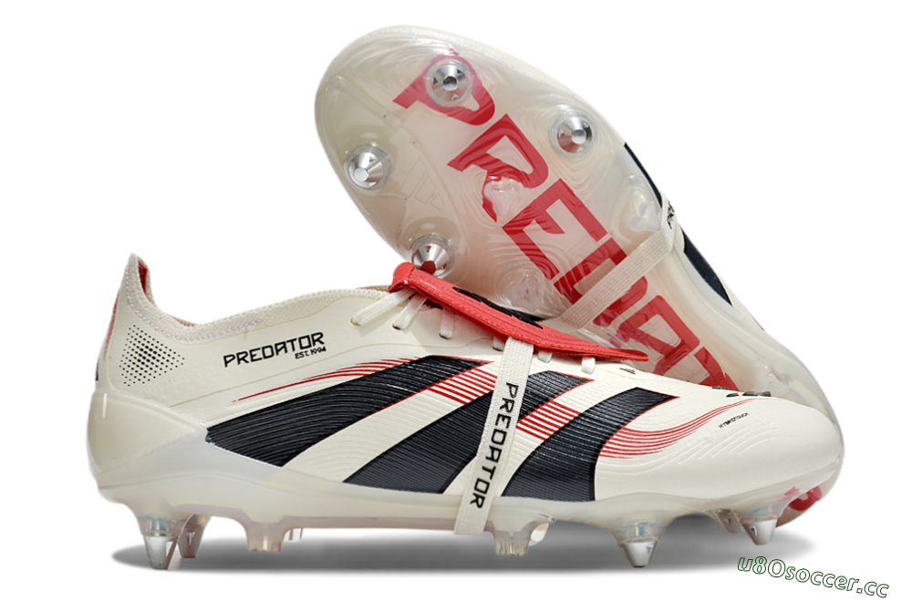 Men's Adidas Predator 25 Elite Foldover Tongue SG Soft Ground Low-Tops Football Boots - White/Black/Red 2