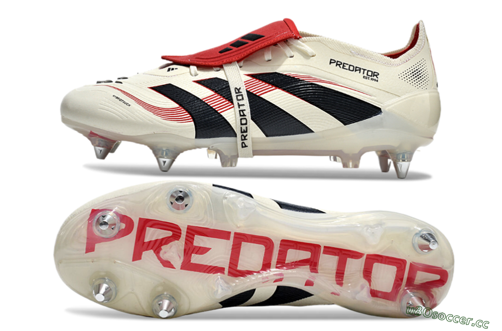 Men's Adidas Predator 25 Elite Foldover Tongue SG Soft Ground Low-Tops Football Boots - White/Black/Red 1
