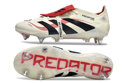 Men's Adidas Predator 25 Elite Foldover Tongue SG Soft Ground Low-Tops Football Boots - White/Black/Red