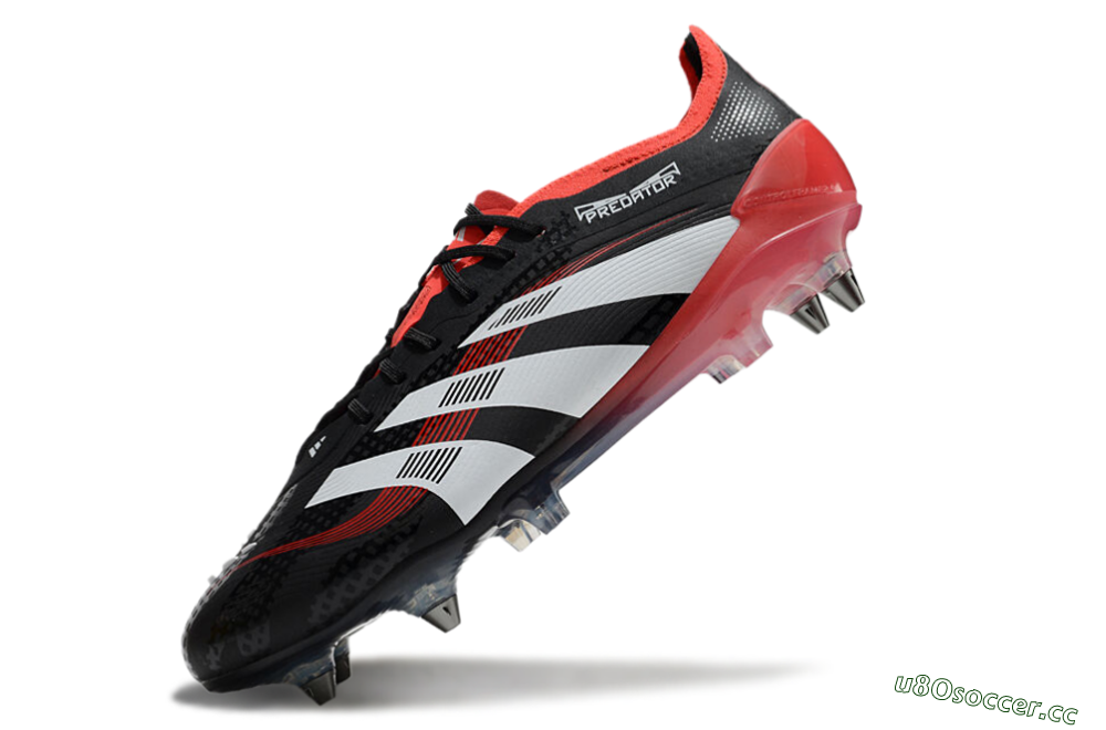 Men's Adidas Predator 25 Elite SG Soft Ground Low-Tops Football Boots - Black/White/Red 5
