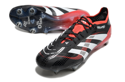 Men's Adidas Predator 25 Elite SG Soft Ground Low-Tops Football Boots - Black/White/Red