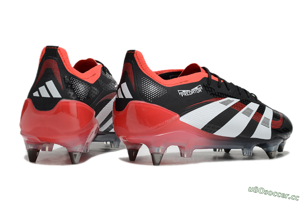 Men's Adidas Predator 25 Elite SG Soft Ground Low-Tops Football Boots - Black/White/Red 6