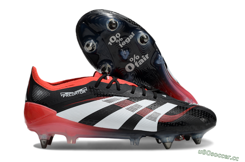 Men's Adidas Predator 25 Elite SG Soft Ground Low-Tops Football Boots - Black/White/Red 2