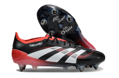 Men's Adidas Predator 25 Elite SG Soft Ground Low-Tops Football Boots - Black/White/Red