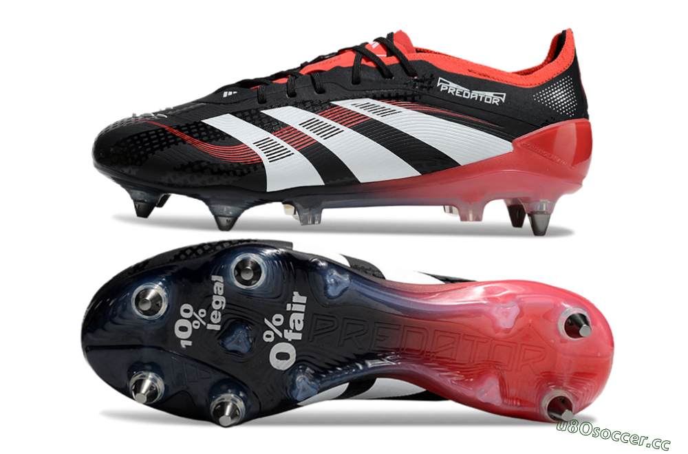 Men's Adidas Predator 25 Elite SG Soft Ground Low-Tops Football Boots - Black/White/Red 1