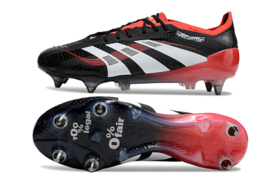 Men's Adidas Predator 25 Elite SG Soft Ground Low-Tops Football Boots - Black/White/Red