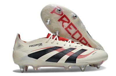 Men's Adidas Predator 25 Elite SG Soft Ground Low-Tops Football Boots - White/Black/Red