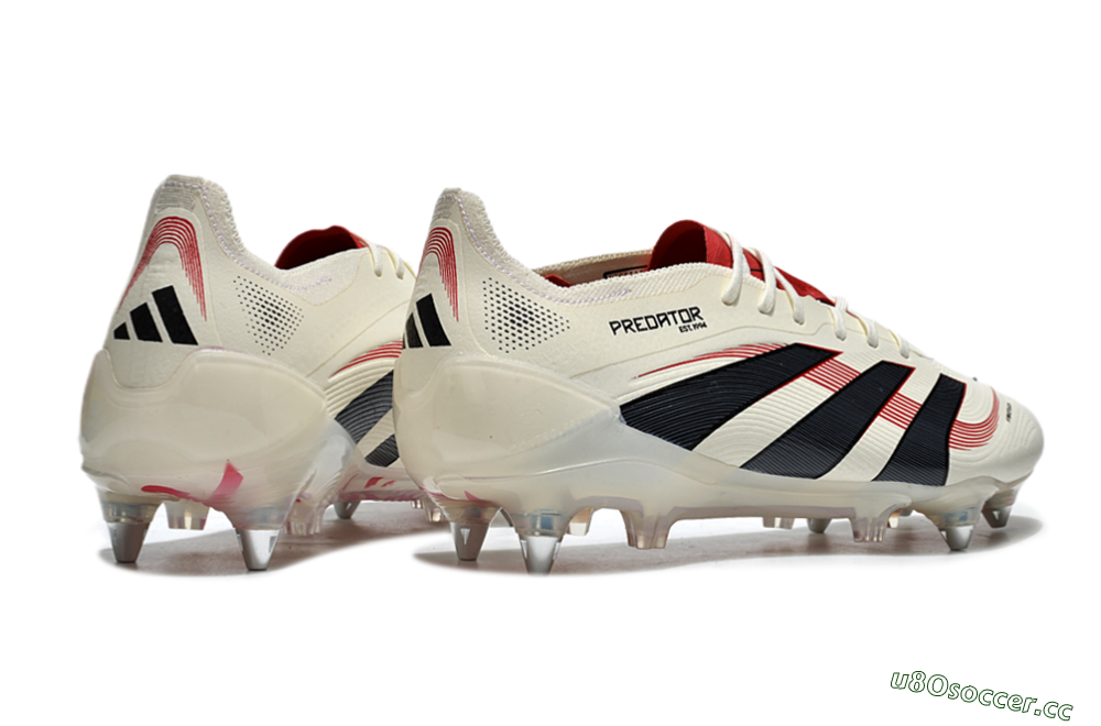 Men's Adidas Predator 25 Elite SG Soft Ground Low-Tops Football Boots - White/Black/Red 6
