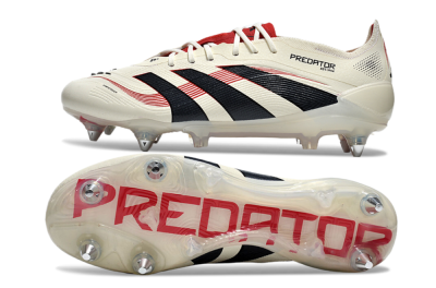 Men's Adidas Predator 25 Elite SG Soft Ground Low-Tops Football Boots - White/Black/Red