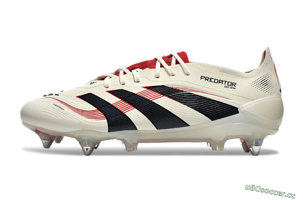 Men's Adidas Predator 25 Elite SG Soft Ground Low-Tops Football Boots - White/Black/Red 0