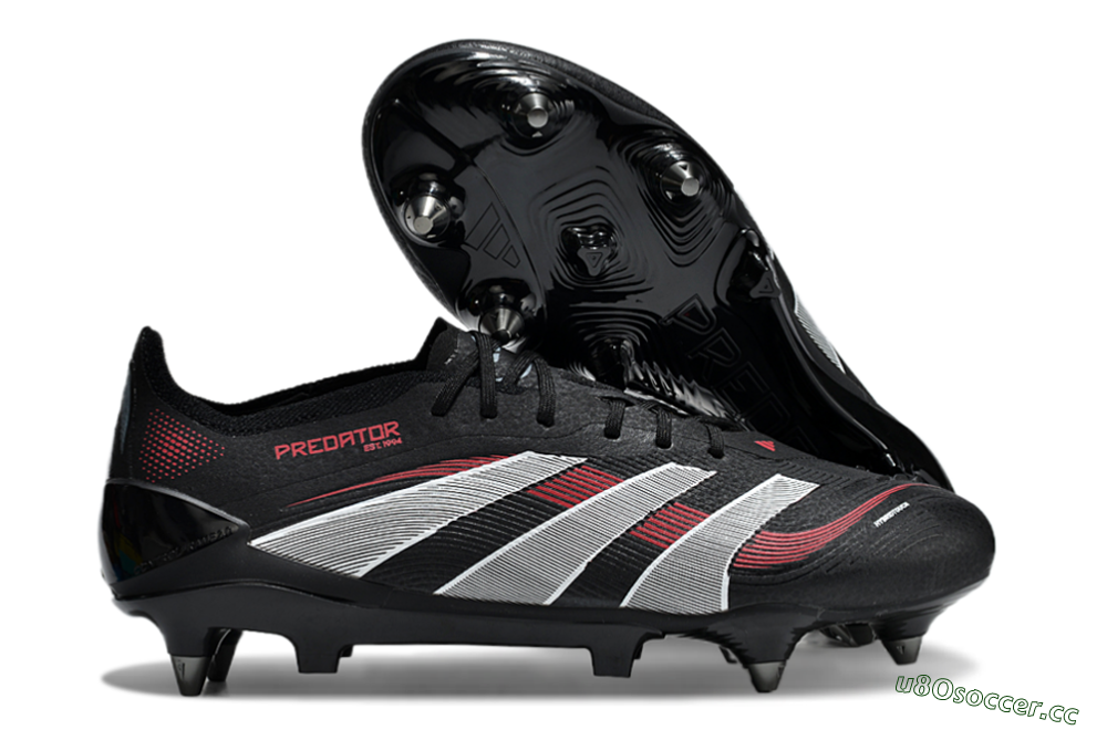 Men's Adidas Predator 25 Elite SG Soft Ground Low-Tops Football Boots - Black/White/Red 2