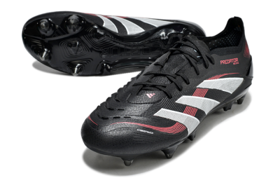 Men's Adidas Predator 25 Elite SG Soft Ground Low-Tops Football Boots - Black/White/Red
