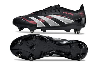 Men's Adidas Predator 25 Elite SG Soft Ground Low-Tops Football Boots - Black/White/Red