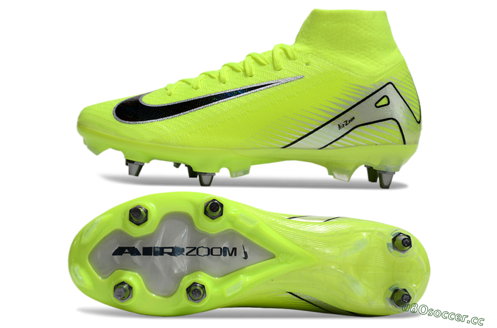 Men's Nike Air Zoom Mercurial Superfly 10 Elite SG Soft Ground High-Tops Football Boots - Yellow/Black/Silver 1