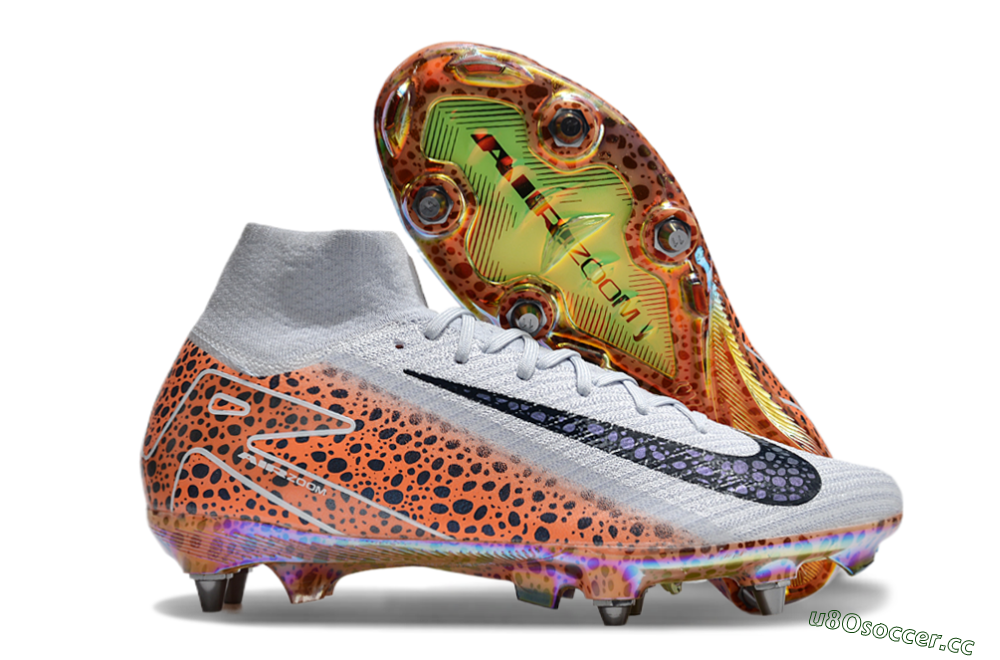 Men's Nike Air Zoom Mercurial Superfly 10 Elite SG Soft Ground High-Tops Football Boots - Grey/Black/Leopard 2