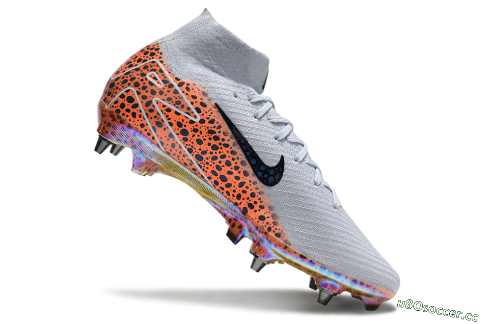Men's Nike Air Zoom Mercurial Superfly 10 Elite SG Soft Ground High-Tops Football Boots - Grey/Black/Leopard 4