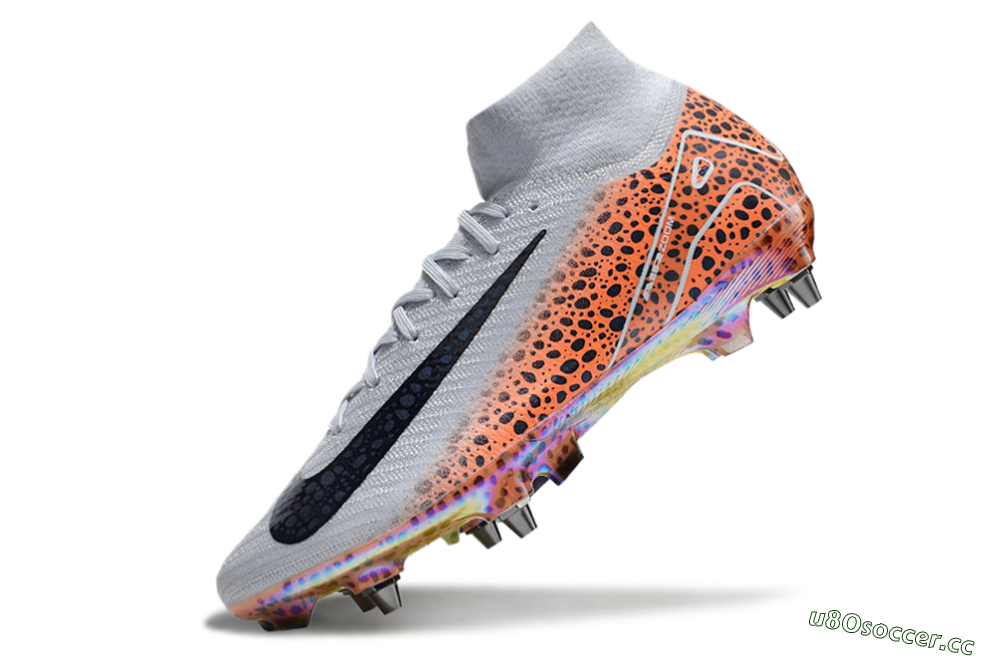 Men's Nike Air Zoom Mercurial Superfly 10 Elite SG Soft Ground High-Tops Football Boots - Grey/Black/Leopard 5