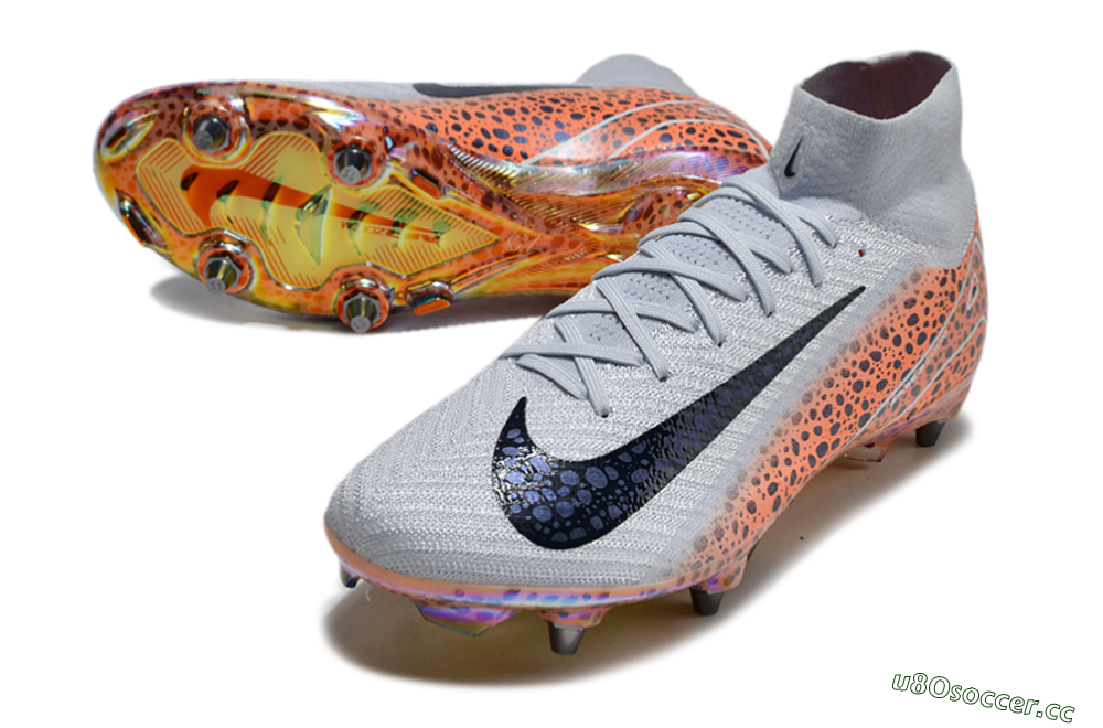Men's Nike Air Zoom Mercurial Superfly 10 Elite SG Soft Ground High-Tops Football Boots - Grey/Black/Leopard 3