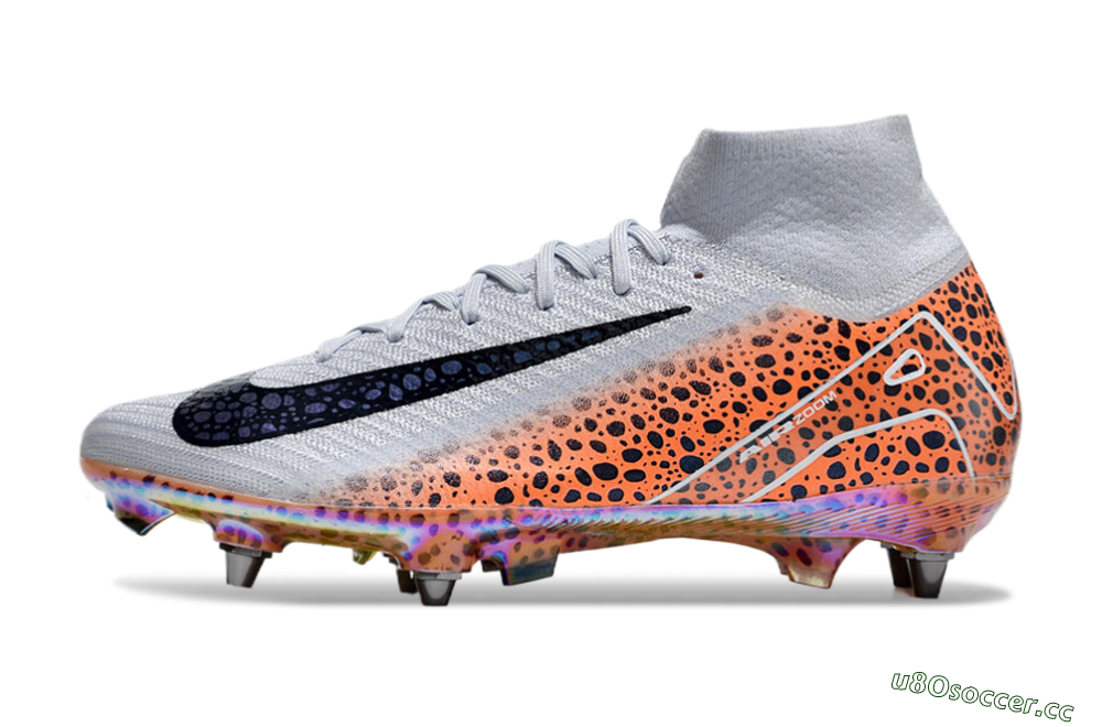 Men's Nike Air Zoom Mercurial Superfly 10 Elite SG Soft Ground High-Tops Football Boots - Grey/Black/Leopard 0