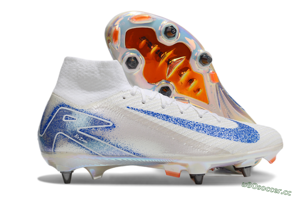 Men's Nike Air Zoom Mercurial Superfly 10 Elite SG Soft Ground High-Tops Football Boots - Beige/White/Blue 2