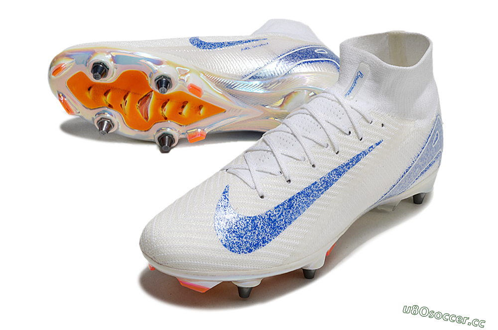 Men's Nike Air Zoom Mercurial Superfly 10 Elite SG Soft Ground High-Tops Football Boots - Beige/White/Blue 3