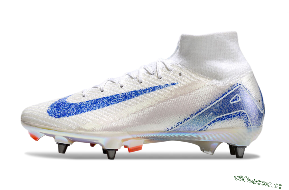 Men's Nike Air Zoom Mercurial Superfly 10 Elite SG Soft Ground High-Tops Football Boots - Beige/White/Blue 0