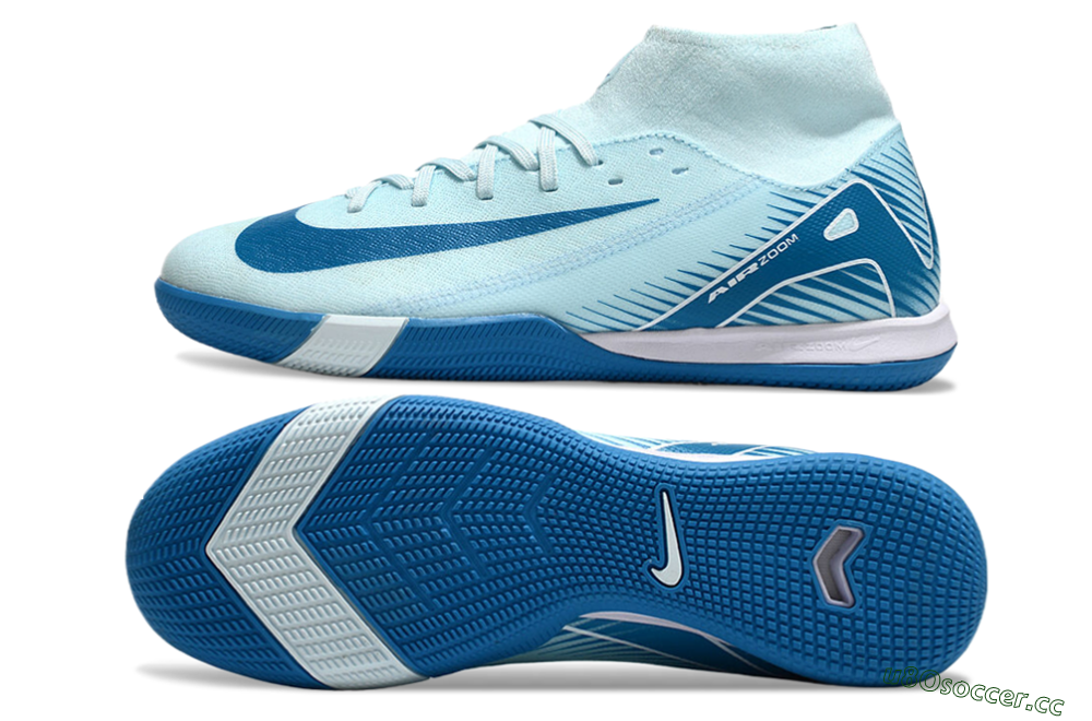 Men's Nike Air Zoom Mercurial Superfly 10 Academy IC Indoor & Futsal High-Tops Football Shoes - Jade/Blue/White 1