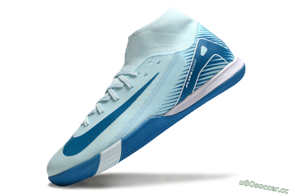 Men's Nike Air Zoom Mercurial Superfly 10 Academy IC Indoor & Futsal High-Tops Football Shoes - Jade/Blue/White 5