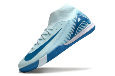 Men's Nike Air Zoom Mercurial Superfly 10 Academy IC Indoor & Futsal High-Tops Football Shoes - Jade/Blue/White