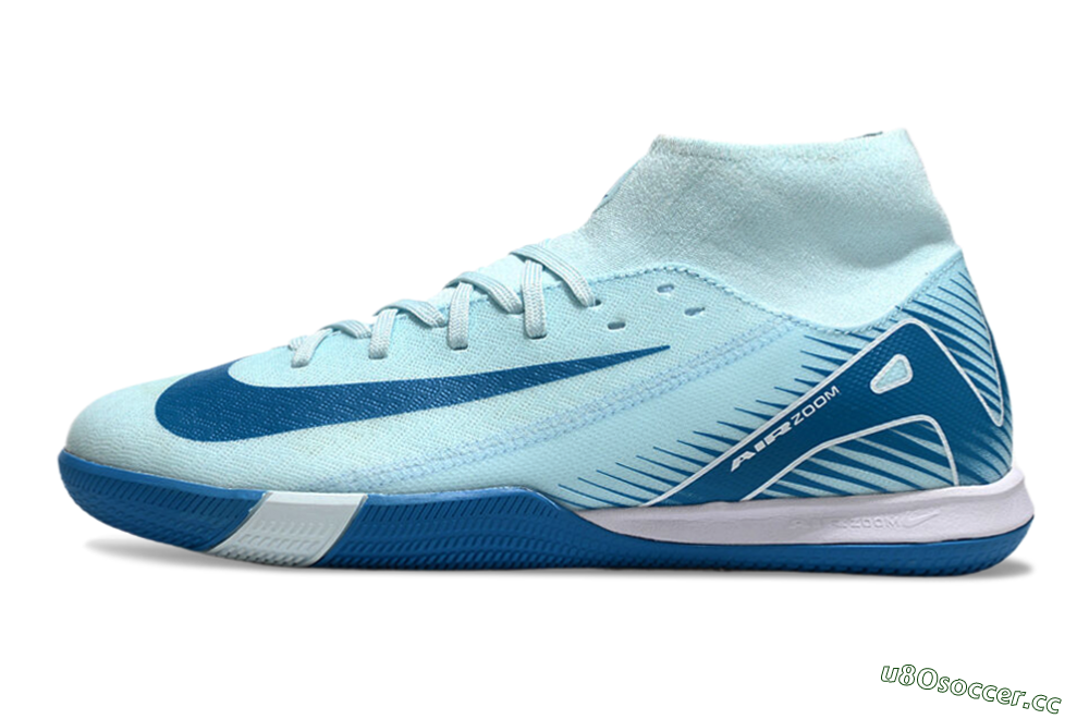 Men's Nike Air Zoom Mercurial Superfly 10 Academy IC Indoor & Futsal High-Tops Football Shoes - Jade/Blue/White 0
